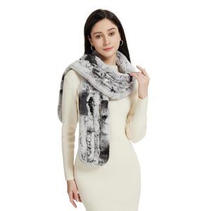 3635 Real Fur Scarf For Women- Rex Rabbit Shawl, Long Fluffy